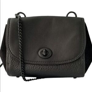 Coach Faye Crossbody ~ Black Leather and Suede with Black Chain